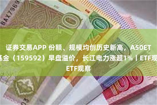 证券交易APP 份额、规模均创历史新高，A50ETF基金（159592）早盘溢价，长江电力涨超1%丨ETF观察