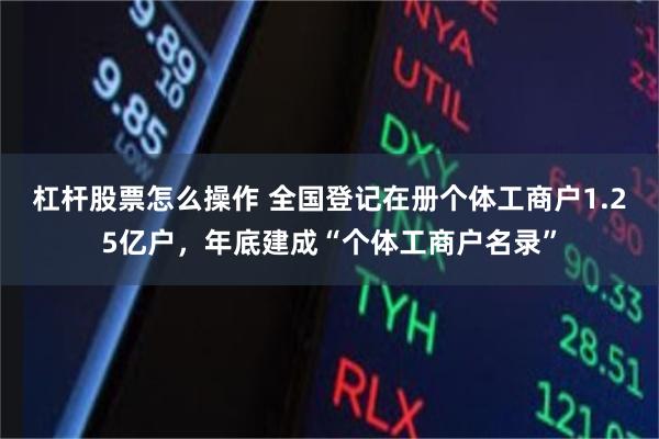 杠杆股票怎么操作 全国登记在册个体工商户1.25亿户，年底建成“个体工商户名录”