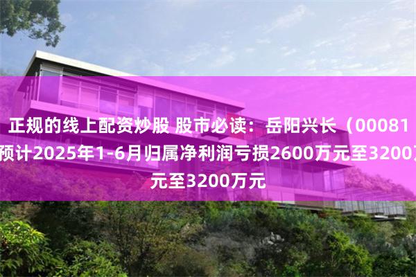正规的线上配资炒股 股市必读：岳阳兴长（000819）预计2025年1-6月归属净利润亏损2600万元至3200万元
