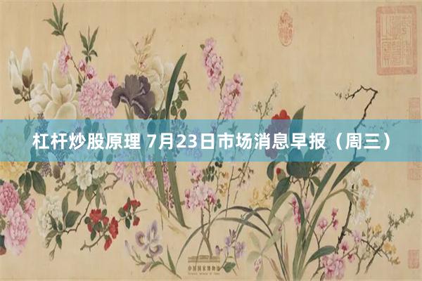 杠杆炒股原理 7月23日市场消息早报（周三）