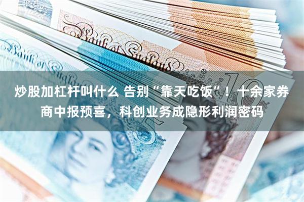 炒股加杠杆叫什么 告别“靠天吃饭”！十余家券商中报预喜，科创业务成隐形利润密码