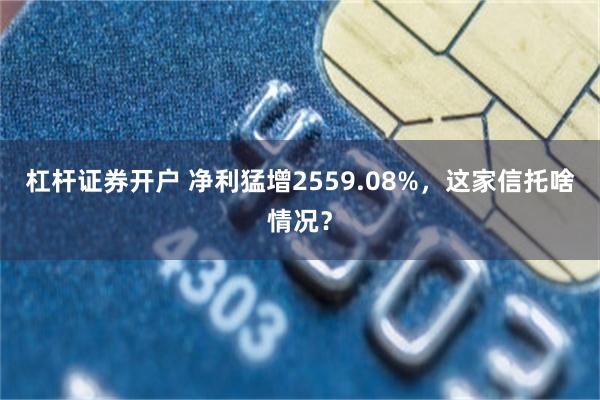 杠杆证券开户 净利猛增2559.08%，这家信托啥情况？