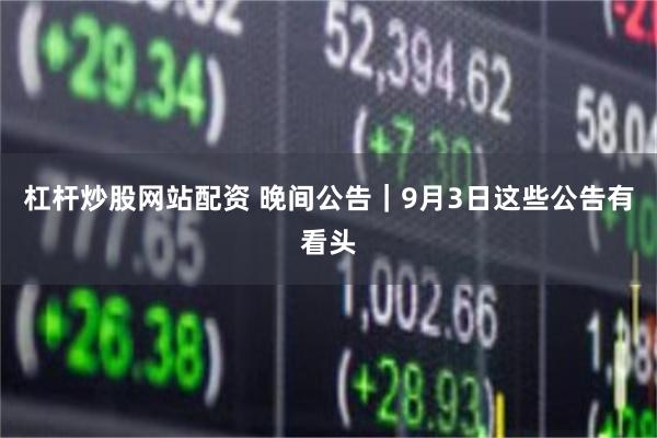 杠杆炒股网站配资 晚间公告｜9月3日这些公告有看头