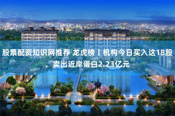 股票配资知识网推荐 龙虎榜丨机构今日买入这18股，卖出近岸蛋白2.23亿元